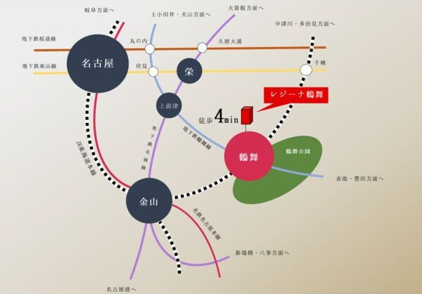 レジーナ鶴舞の地図