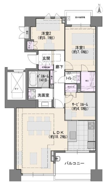 ライオンズスクエア用賀の間取り|ライオンズスクエア用賀：南向き！全居室収納付き２ＳＬＤＫエアコン付きリノベーション物件は住設備も充実！