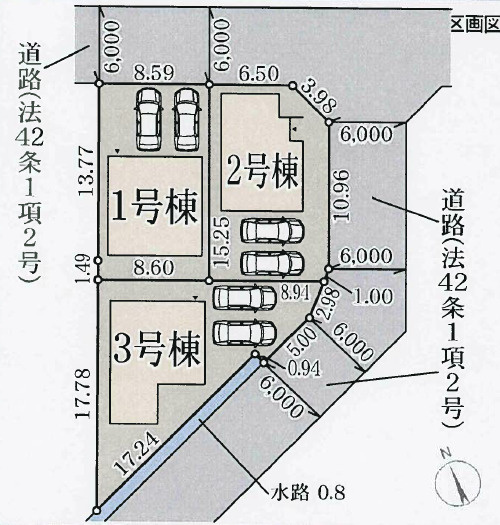 姫路市町坪（全3棟）1号棟の区画図|1号棟です。
