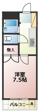 熊本市中央区黒髪４丁目のアパートの間取り