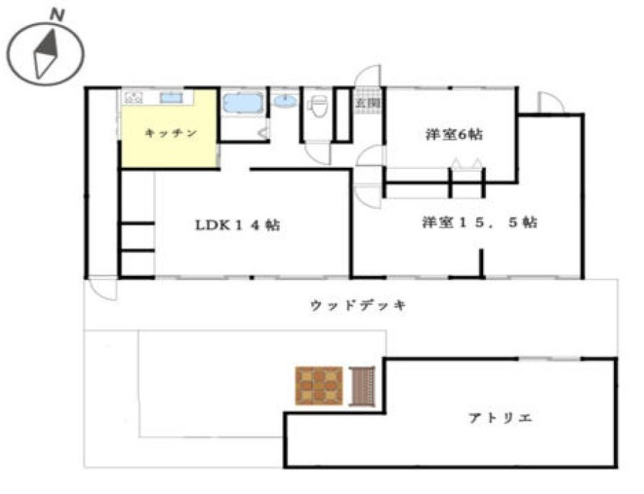隠れ家みたいなアトリエと庭　借地権付の間取り|間取り