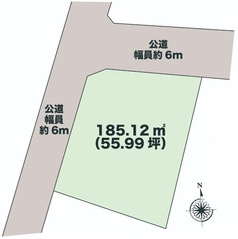 鶴ヶ島市脚折町2丁目　建築条件なし売地　東武東上線『坂戸駅』徒歩14分　【長久保小学区】の区画図