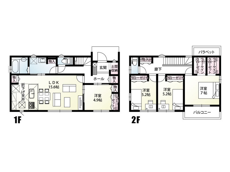 新築　高崎市剣崎町 全3区画　3号棟の間取り|建物面積106.40坪　4LDKの建売住宅！全居室南向きの明るいお部屋！
