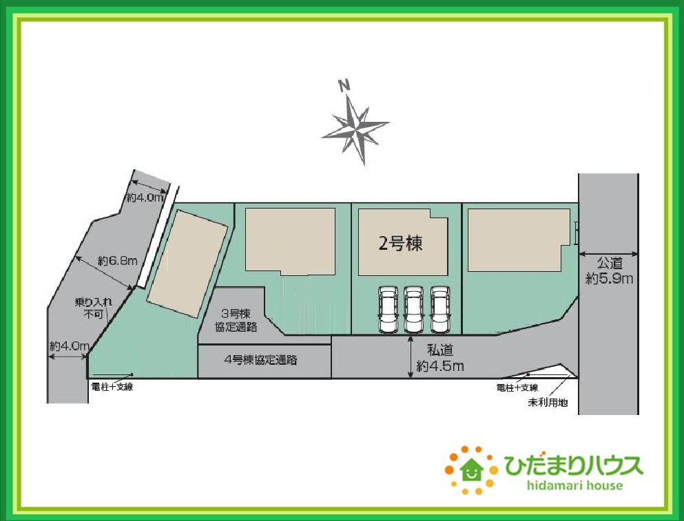 郡山市久留米二丁目　新築戸建　2号棟の区画図|南道路に面しているので日当たり良好☆光が差し込む明るい暮らしが可能です(^^)/