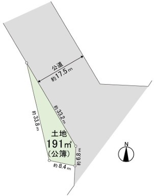 狭山市東三ツ木　建築条件なし売地　西武新宿線『新狭山駅』徒歩5分　【新狭山小学区】の土地図