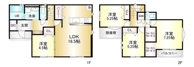 大和高田市市場5期　の間取り|4LDK　土地面積：132.12ｍ2　建物面積：101.84ｍ2　駐車２台可