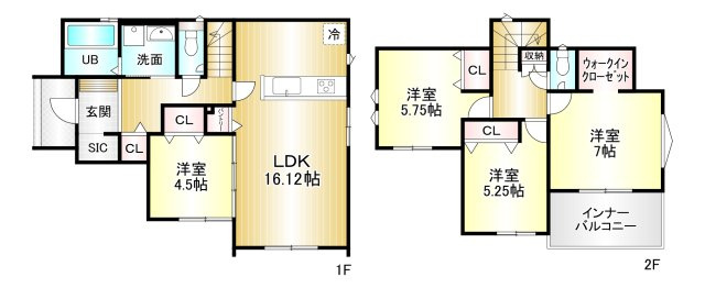 大和高田市市場5期　の間取り|4LDK　土地面積：132.12ｍ2　建物面積：101.84ｍ2　駐車２台可
