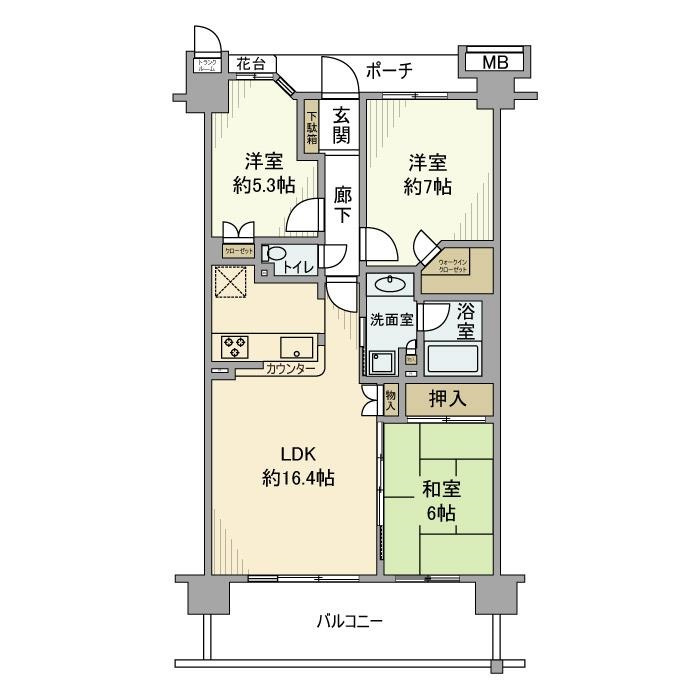 オーベルグランディオ萩中２号棟の間取り|間取り