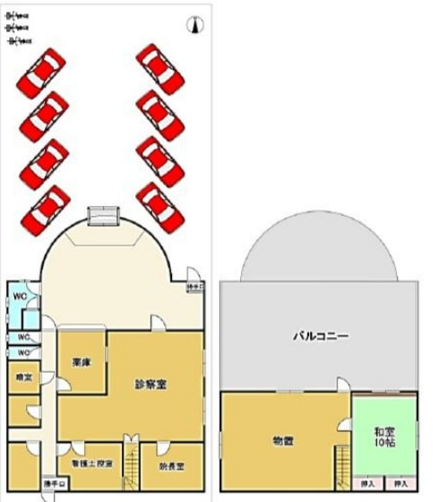 西野山百々町　耳鼻科医院跡の間取り