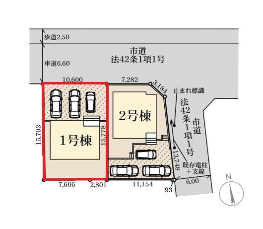 リーブルガーデン  水戸双葉台　第8　1の区画図|敷地面積約50坪。気になる他の物件と合わせての現地ご案内も可能です。HPから、またお電話でも、お気軽にお問い合わせください。