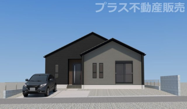 【外観】 | 糟屋郡須恵町佐谷8期・平屋　1号棟（全1棟）【仲介手数料無料・0円】 | 完成イメージの外観パースです。