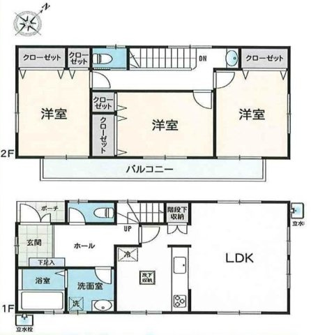 緑溢れる住宅街　3LDKの間取り|導線を考えられた間取り