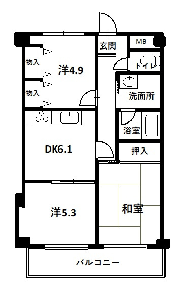 シャルマンフジ岩出弐番館の間取り