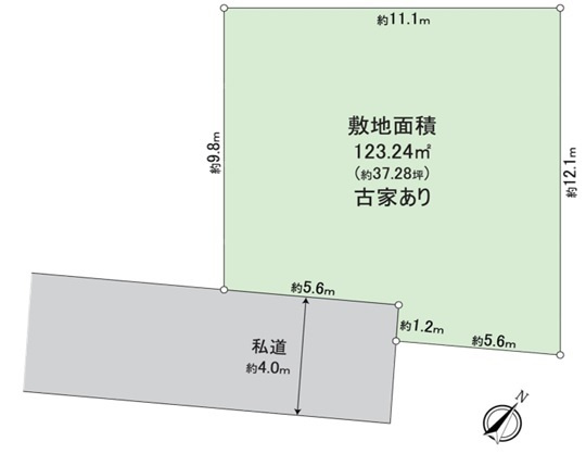 狭山市北入曽　建築条件なし売地　西武新宿線『入曽駅』徒歩13分　【御狩場小学区】の土地図