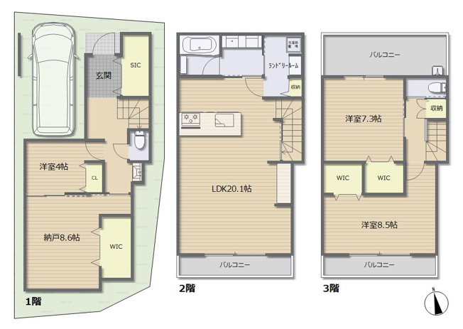 【参考プラン】 | 豊島区長崎２丁目　建築条件付き売地 | 3SLDK・建物面積118.52ｍ2・建物参考価格3500万