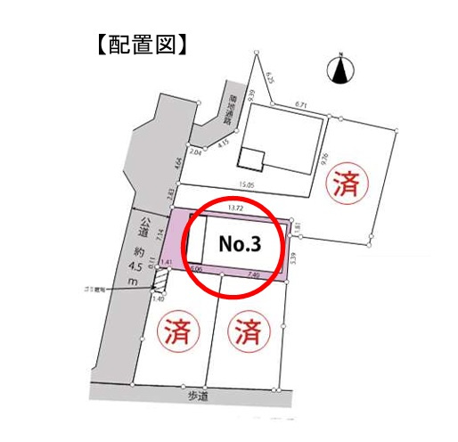茅ヶ崎市矢畑　新築戸建　3号棟の区画図