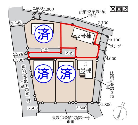藤岡市下戸塚（全5棟）2号棟の区画図