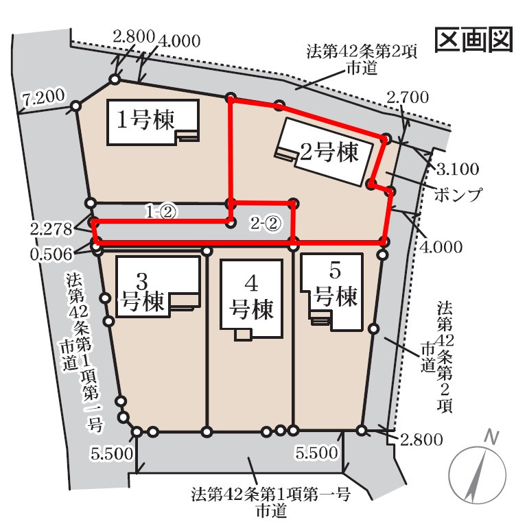 藤岡市下戸塚（全5棟）2号棟の区画図