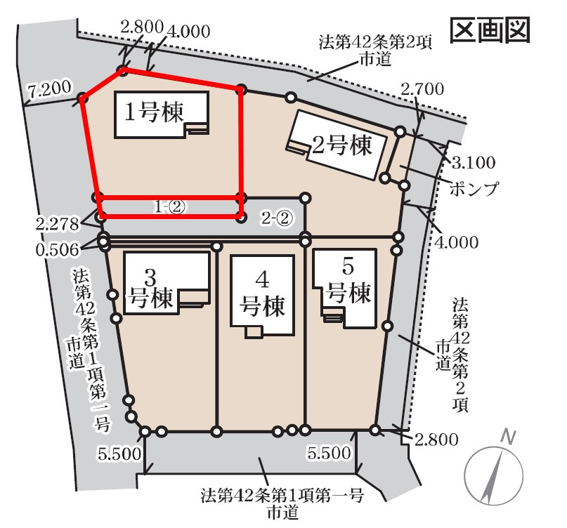 藤岡市下戸塚（全5棟）1号棟の区画図