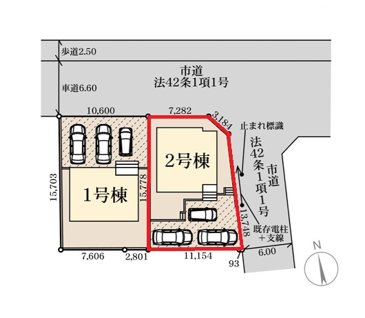 リーブルガーデン  水戸双葉台　第8　2の区画図|敷地面積約48坪。開放的な角地です。気になる他の物件と合わせての現地ご案内も可能です。HPから、またお電話でも、お気軽にお問い合わせください。