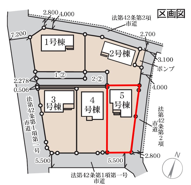 藤岡市下戸塚（全5棟）5号棟の区画図