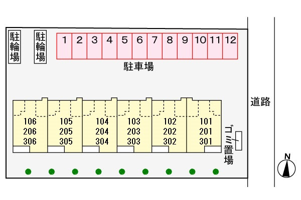 グランドールの区画図|駐輪場の案内図です