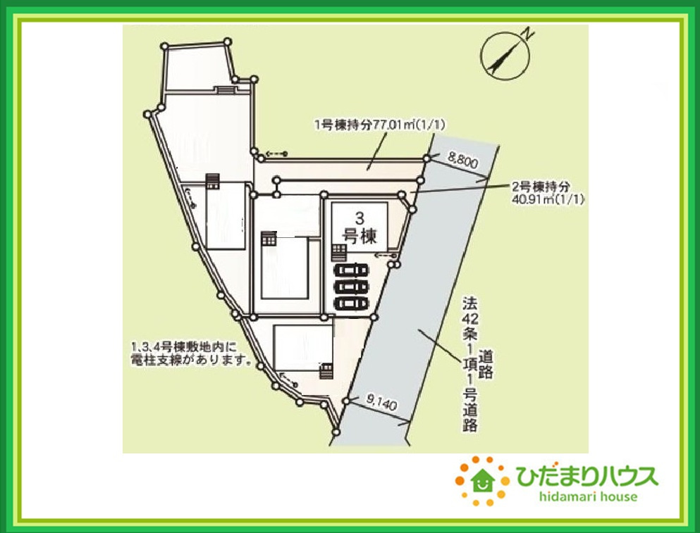 いわき市常磐下湯長谷町第２　新築戸建　3号棟の区画図|学校や大きな公園も近くお子様も安心！