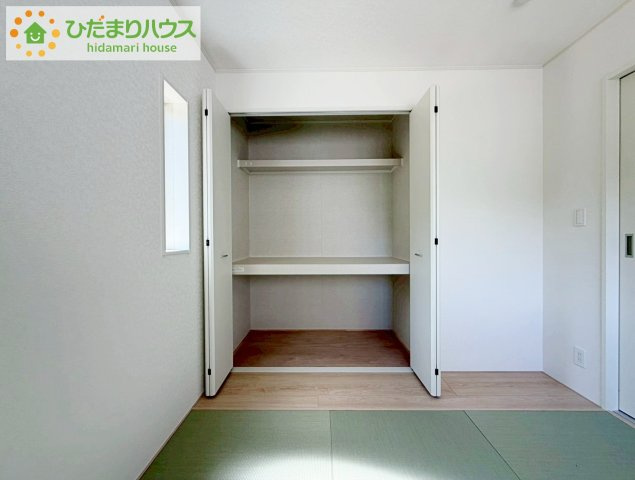 いわき市常磐下湯長谷町第２　新築戸建　2号棟の収納|"和室にも大容量のクローゼット完備！
お布団やお子様のおもちゃなどがスッキリ収納できますね(^^♪"