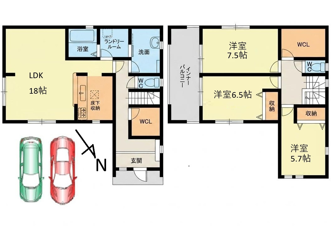 岸和田市磯上町新築1号棟の間取り|間取りはイメージ図です。現況を優先いたします