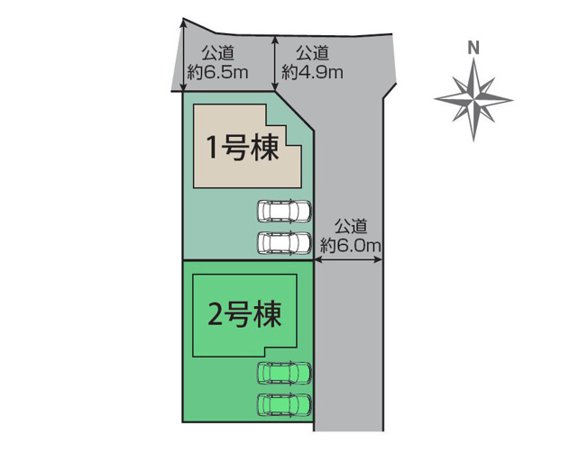 【区画図】 | ブルーミングガーデン前橋市後家町ー② | カースペースは並列2台駐車可能！