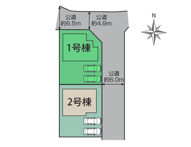 【区画図】 | ブルーミングガーデン前橋市後家町ー① | 開放的な角地に建つ敷地！