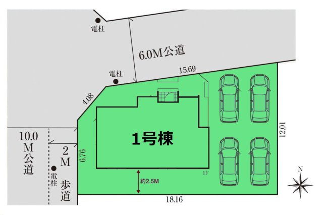 【区画図】 | グラファーレ前橋市日吉町3期ー① | カースペースは4台駐車可能！