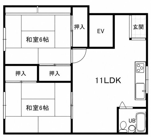 海田シャトーの間取り|LKDを中心としたコンパクトな動線の間取りです。
