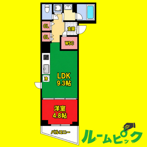 セノアタワー泉　名古屋市賃貸　仲介手数料無料の間取り