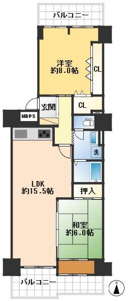 シャルマンコーポ伊丹２号棟の間取り