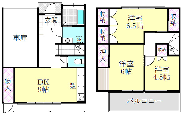 双柳貸テラスハウスの間取り