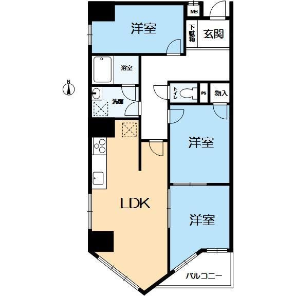 西宮市甲東園３丁目のマンションの間取り
