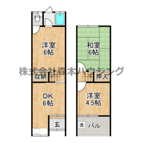 【間取り】 | 　大東市北条2丁目テラスハウス