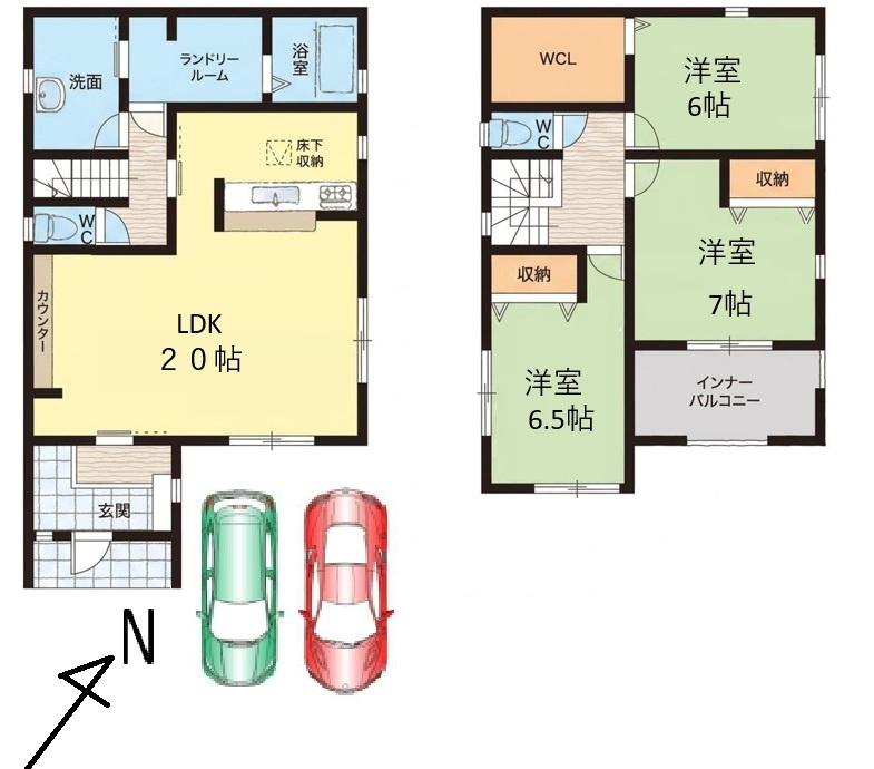 岸和田市磯上町新築２号棟の間取り|間取りはイメージ図です。現況と相違がある場合は現況を優先いたします