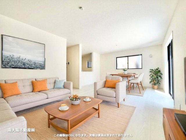 岸和田市磯上町新築２号棟の居間・リビング|家具はイメージ画像です。