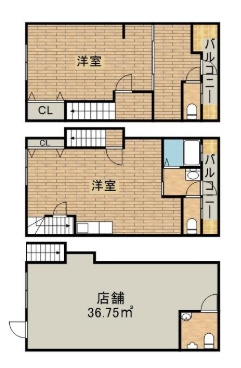 深井駅前住居付き店舗の間取り