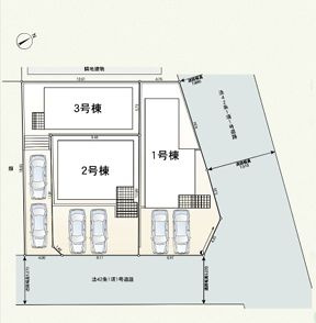 秦野市羽根第1　新築一戸建て　1号棟の区画図|配置図