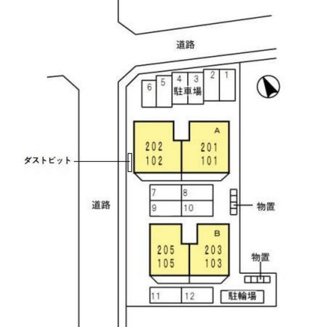 マルモカオン　Ａ棟の駐車場