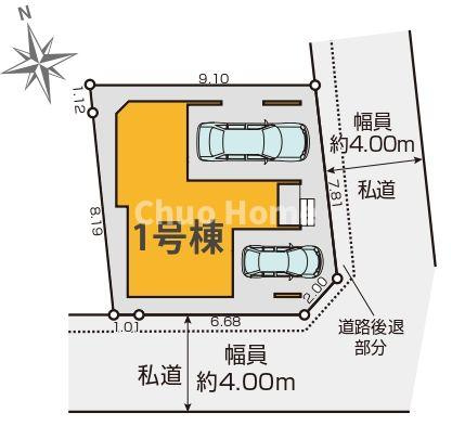 葛飾区鎌倉4丁目新築分譲住宅の区画図|【区画図】南東角地！