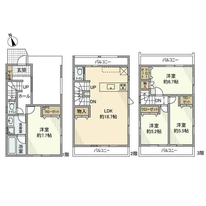 岸町戸建の間取り