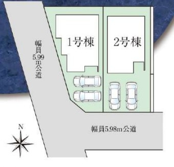 【本日ご案内可能】東海市荒尾町奥曽山　全2棟の区画図|全体区画数｜全2棟
◆駐車2台可能！(但し、車種による)
◎まずは、お気軽にお問い合わせください。現地を案内しながら周辺環境も見て頂けます。