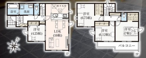 川越市藤間14期全2棟　新築戸建　グラファーレの間取り