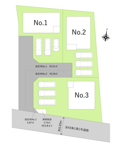 富士見市大字下南畑の新築一戸建の区画図|ららぽーと富士見がお車で約4分圏内にあり、ショッピングも気軽に楽しめます♪