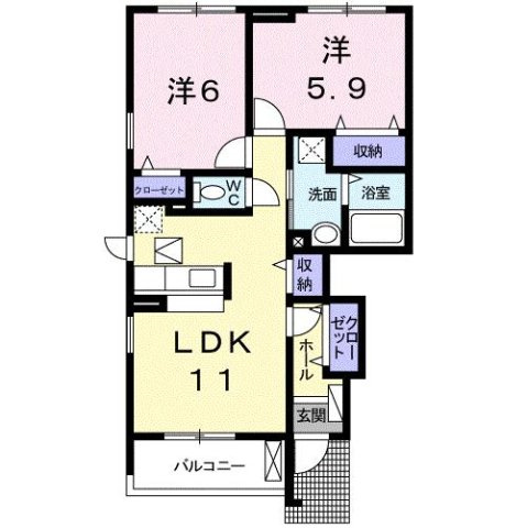 【間取り】 | ピ－スフル　ライフ | 2LDKのお部屋です