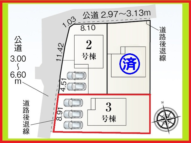 津島市宇治町字茶ノ里の新築一戸建の区画図|◇３号棟◇